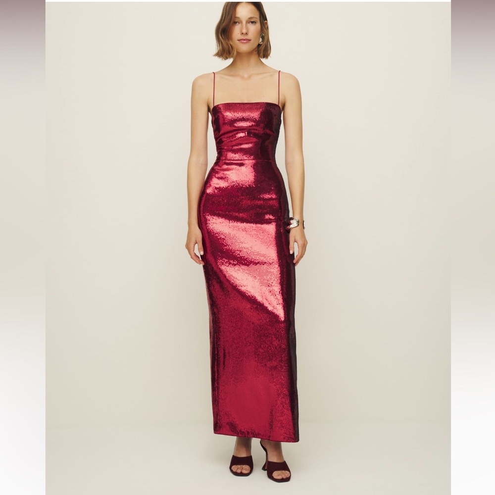Reformation Frankie Dress In Red Sequin